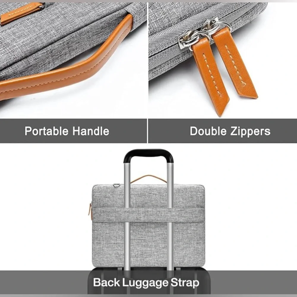 Mosuso Gray Laptop/Tablet Carry Travel Padded Case W/ Shoulder Strap & Cord Case